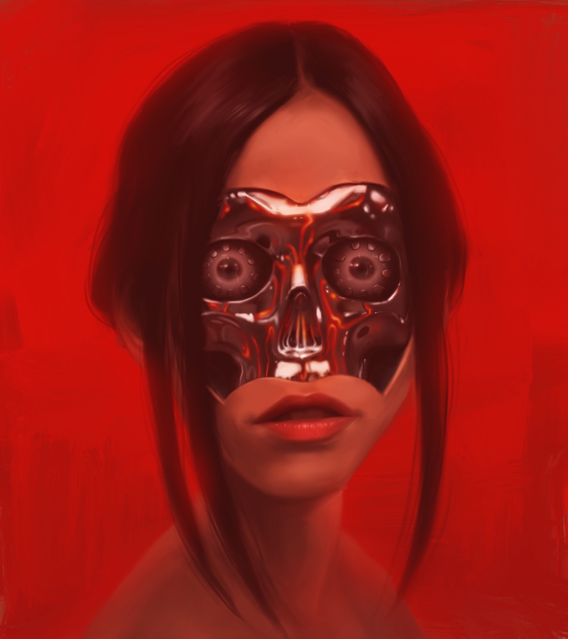 Red robot portrait